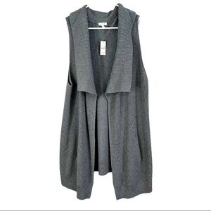 NWT Talbots Open Knit Sweater Vest Long Gray Medium